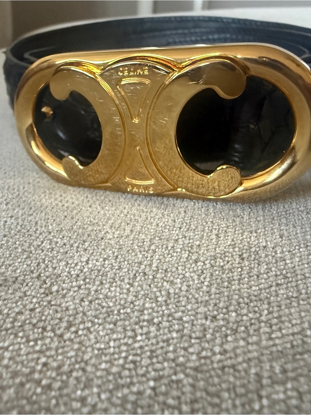 Celine Triomphe Belt in Snakeskin Leather